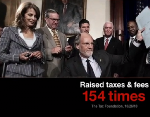 A screenshot from Governor Chris Christie's first 2013 attack ad aimed at Barbara Buono's voting record.