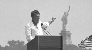 Reagan at Statue of Liberty