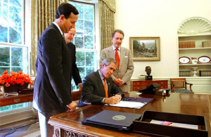 Santorum with Bush