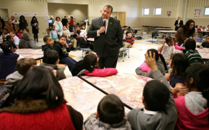 Gov. Chris Christie (R-NJ) visits a Camden, NJ classroom in January 2014.