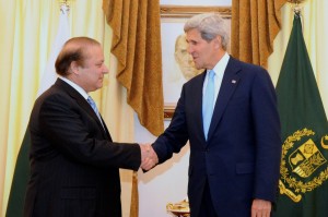 John Kerry (right) meets the Pakistani PM.