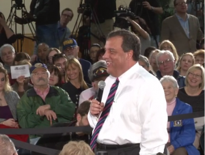 christie laughing at town hall