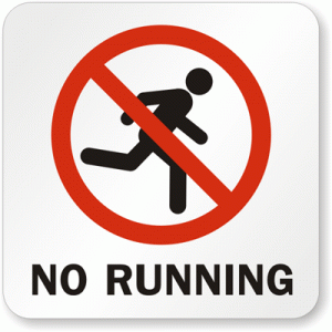No Running Pool sign
