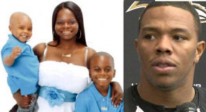 Shaneen Allen and family (left) and Ray Rice (right): why does Atlantic County's Prosecutor think she's more dangerous?