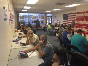 Volunteers making phone calls at MacArthur HQ in Ocean County.