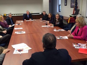 County Executive Dennis Levinson, Freeholder Chairman Frank Formica, Freeholder Will Pauls, Superintendent Phil Guenther meet with Governor Kim Guadagno. (March 20, 2014)