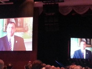 Governor Christie appears remotely at the February 2015 ARV event in Atlantic City.