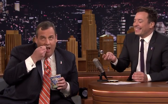 Over ice cream, Christie tells Fallon he’ll announce something in “May or June”