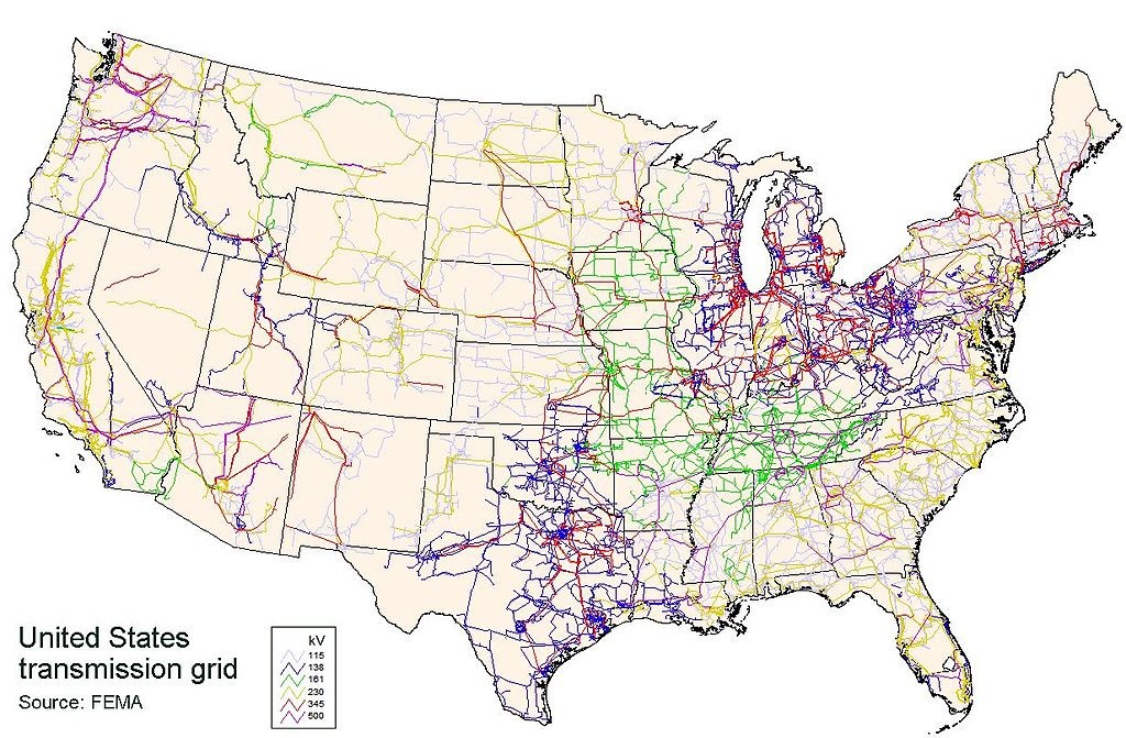 The Continental U.S. power transmission grid