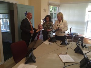 Bob the Caller hanging out with Lieutenant Governor Guadagno, Senator Addiego and Congressional then-House Candidate Tom MacArthur during the 2014 election.
