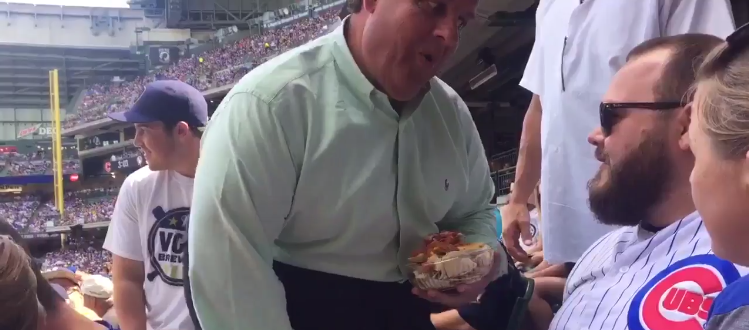 Chris Christie Rips Baseball Fan While Holding Container Of Nachos [VIDEO]