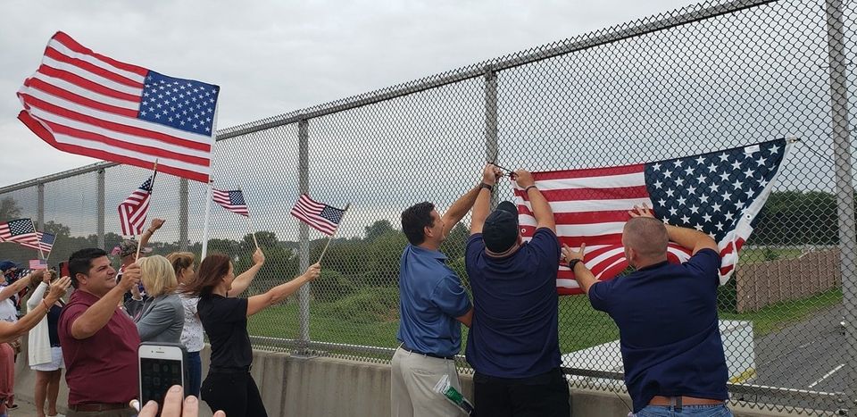 U.S. flags go up on Garden State Parkway overpass