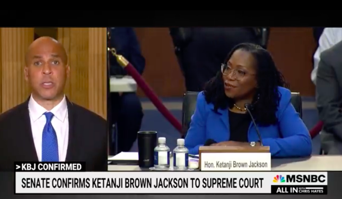VIDEO: Booker, a leading race-baiter, says incoming Justice Jackson’s confirmation was “a day of healing”